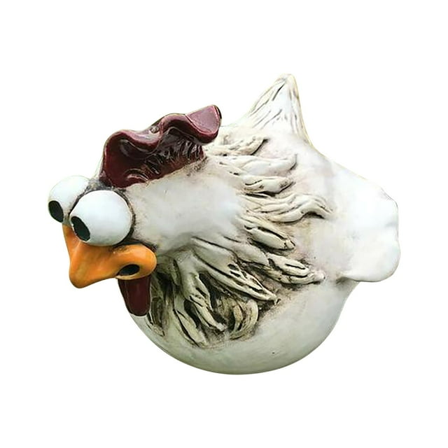 Resin Chicken Farm Art Decoration - Funny Face Design, White Color, Perfect for Backyard/Courtyard, Adds Summer Beauty