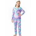thumbnail image 3 of Little & Big Girls Tie Dye Pink Purple Blue Swirl Pajamas Long Sleeves & Pants 2-Piece Clothes Set Cute Pink Pjs Size 10, 3 of 7