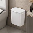 thumbnail image 3 of Slim Rectangular Lidded Trash Can, Plastic Waste Bin with Bag Clip for Kitchen and Bathroom, 3 of 7
