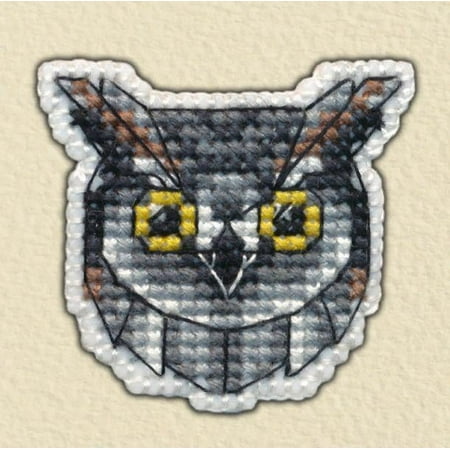 UPC: 4660009929458 | Canvas Counted Cross Stitch Kit Badge-owl 1095 Plastic Needlework Easy Small Bird Gray By Oven Canvas Cotton