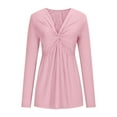 thumbnail image 4 of ameIAEA Women's Knot Front Tops Long Sleeve V Neck Casual Shirts Trendy Tops Fall Outfits, 4 of 9