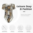 thumbnail image 6 of Daiia Cartoon Bear print Women's Crew Neck Short Sleeve Bodysuit Fashion Tops Fit Casual Basic Extender Bodysuit-X-Large, 6 of 9