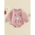 thumbnail image 2 of Suealasg Newborn Baby Boys Girls Halloween Clothes Short Sleeve Letter Ghost Print Sweatshirt Romper Bodysuit Jumpsuits 3 6 12 18 Months Infant Fall Playsuit, 2 of 7