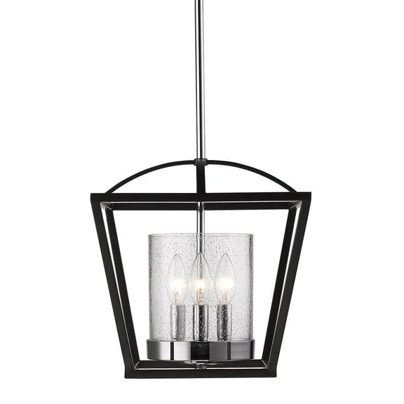 Golden Lighting Mercer 3-light Semi-Flush Mount in Matte Black and Chrome Accents