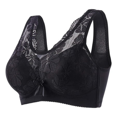 Plus Size Nursing Bra Women Seamless Bra Feature V-Neck Push-up Bra Style W-1318 Black 36