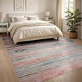 thumbnail image 3 of ODIKA 8'x10' Washable Area Rug Non-Slip Chair-Friendly Mat Muted Pink Boho Southwestern Bands Distressed Vintage Zigzag and Diamond for Dining Room, Large Office, Lounge, 3 of 7