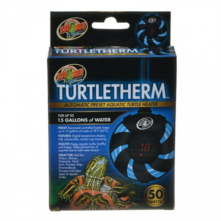 Zoo Med Turtletherm Automatic Preset Aquatic Turtle Heater 50 Watt (Up to 15 Gallons) - Pack of (Best Aquatic Turtle Heater)
