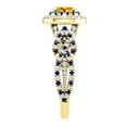 thumbnail image 4 of Dazzlingrock Collection 6X4mm Oval Citrine with Round Blue Sapphire & White Diamond Interweaving Double Halo Wedding Ring for Women in 10K Yellow Gold, Size 10, 4 of 6