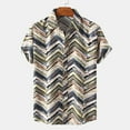 thumbnail image 2 of Cotton Linen Button Blouse for Men Lapel Loose Short Sleeve Tops Plus Size Color Patchwork T-Shirts, 2 of 5