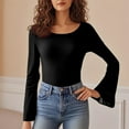 thumbnail image 2 of Women's Sexy Boat Neck Lace Sleeve Sheer Tight Fitting Blouse Top, 2 of 2