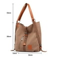 thumbnail image 2 of Handbag Canvas Shoulder Bag School Handbag for Women Convertible Backpack Brown, 2 of 5