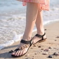 thumbnail image 3 of Rokment Womens Sparkly Rhinestones Flower Bow Beaded Orthopedic Sandals with Arch Support Comfortable Ortho Low Heels Slingback Dressy Flip Flops Beach Summer Casual Shoes Black Size 6, 3 of 7