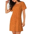 thumbnail image 2 of Naloa Orange Glitter Print Women Nightgowns,Womens Loungewear,Short Sleeve Sleepwear,Comfy Ladies Nightdress, 2 of 6