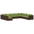 thumbnail image 2 of vidaXL 10 Piece Patio Lounge Set with Cushions Brown Poly Rattan, 2 of 6