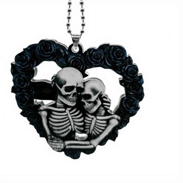 1pc Halloween Skull Heart Car Decoration - Acrylic Pendant for Backpacks, Parties, Christmas Trees, and Gifts
