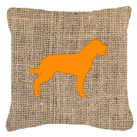 Labrador Burlap and Orange Indoor & Outdoor Decorative Fabric Pillow - 18 x 18 in.
