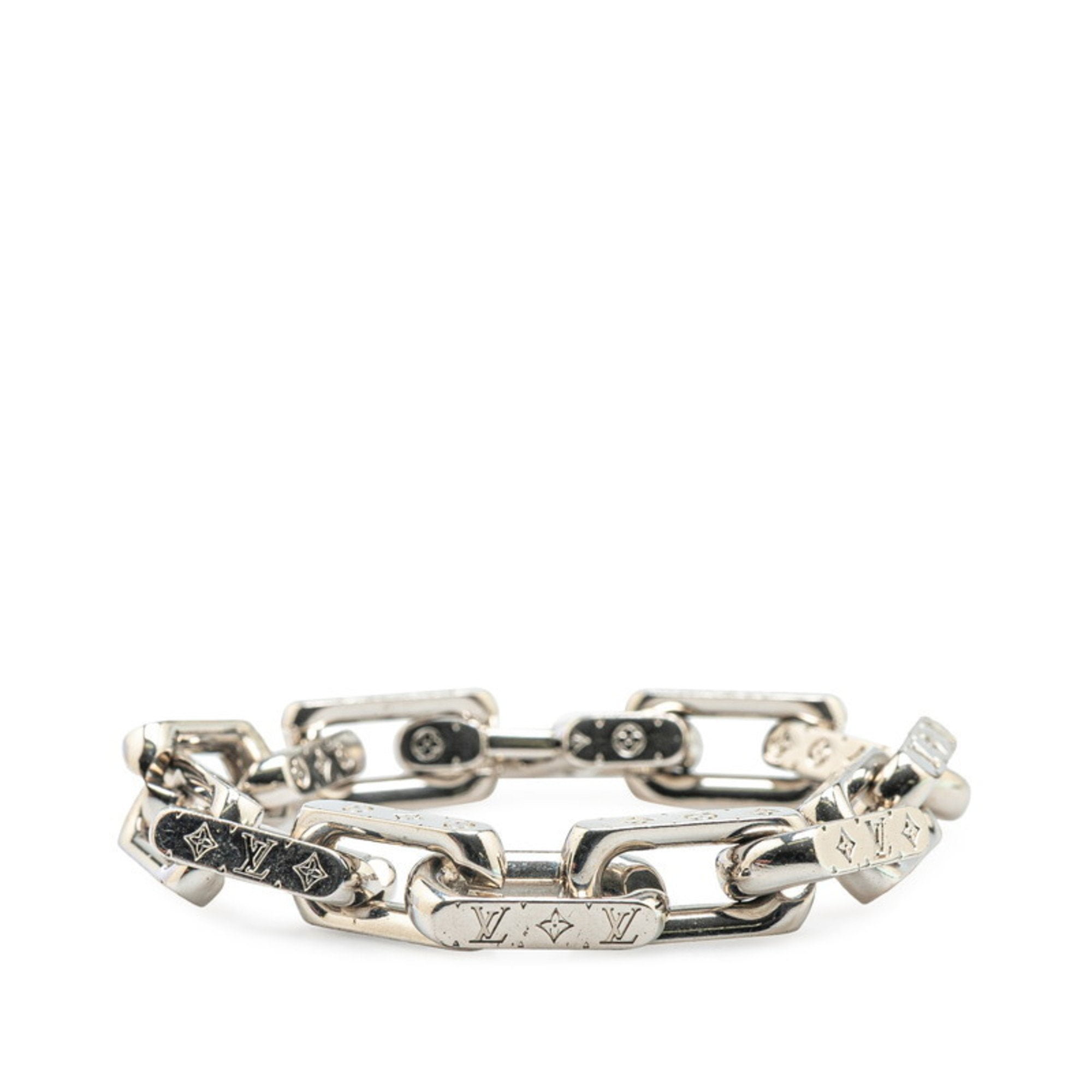 Pre-Owned Louis Vuitton Monogram Chain Bracelet #M M64223 Silver Metal Men's LOUIS... (Good)