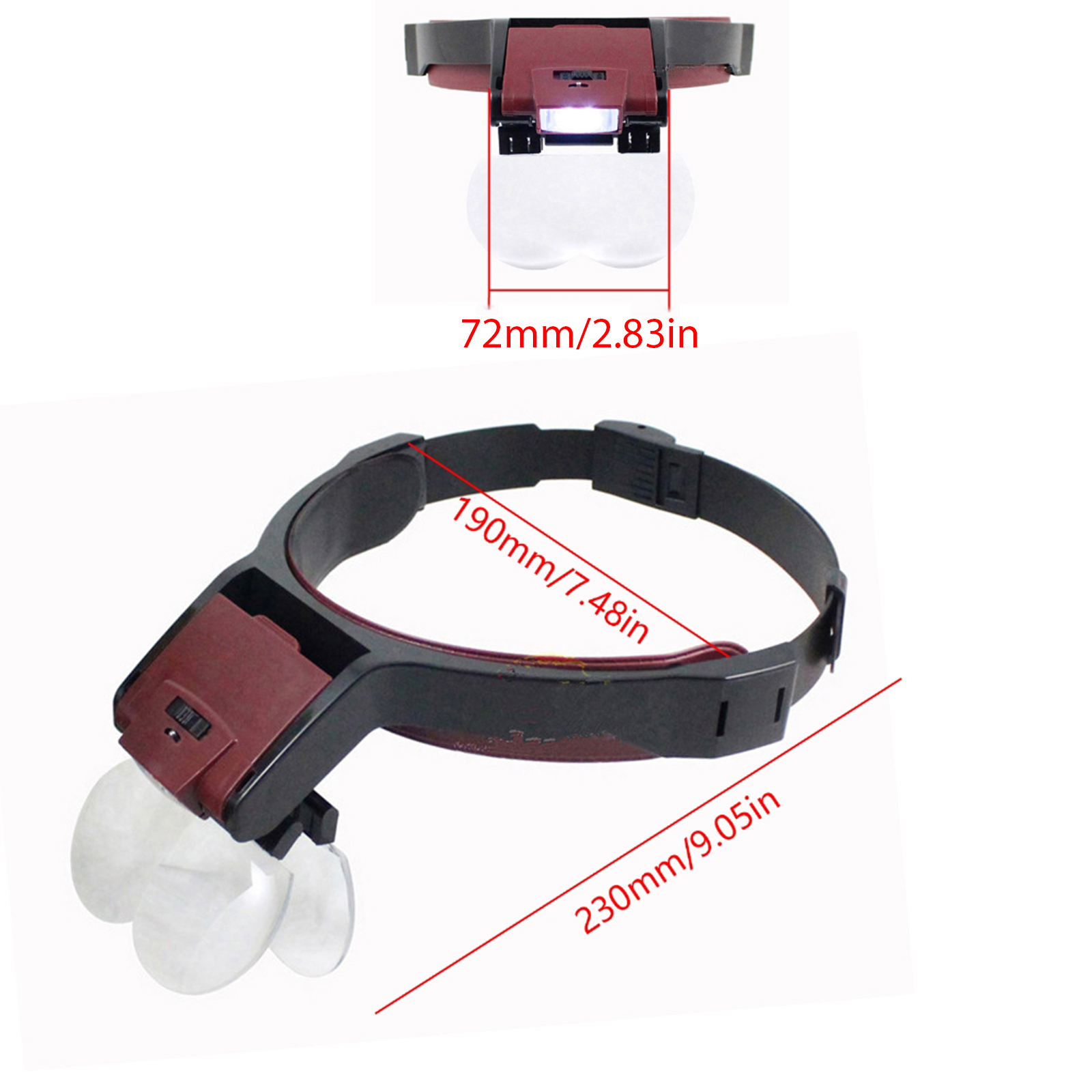 UNTERING LED Head Magnifiers,BatteryPowered Hands Frees Headband Glasses with LED Professional Jewelers Loupe