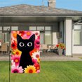 thumbnail image 3 of AMHNF Linen Garden Flag with Black Cat and Colorful Flowers for Spring Summer Home Outdoor Garden Yard Door Decor 12x18 inch, 3 of 5