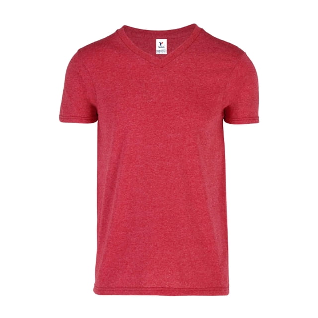 Playera Cuello V, para Caballero, Color Rojo Jaspe, Talla Mediana, 50% Algodón-50% Poliéster Yazbek C0356