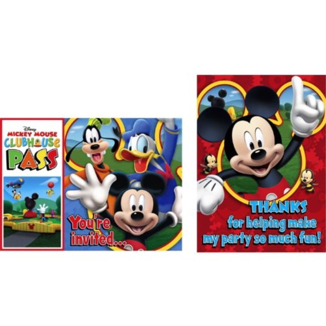 Disney Inspired Mickey Mouse Thank You Note Cards Set Of 12 With Envelopes 