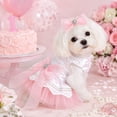 thumbnail image 3 of Pink Dog Dress With Bow, Satin Tutu Skirt Princess Pet Clothes, Girl Puppy Cat Party Outfit For Wedding Birthday Valentine'S Day(Xl), 3 of 3