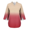 thumbnail image 4 of Cavosen Womens Shirts 3/4 Sleeve Soft Pullover Tunic Shirts V-Neck Comfort Gradient Blouse Dressy Flowy Loose Fit Tees Basic Daily Tops Stylish Lightweight Fall Orange XL, 4 of 6