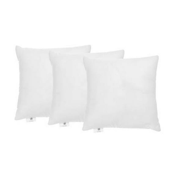 The Great American Store Indoor/Outdoor 6D Set of 3 Euro Pillows- White (17" X 17") - Hypoallergic and Down Alternative Fill