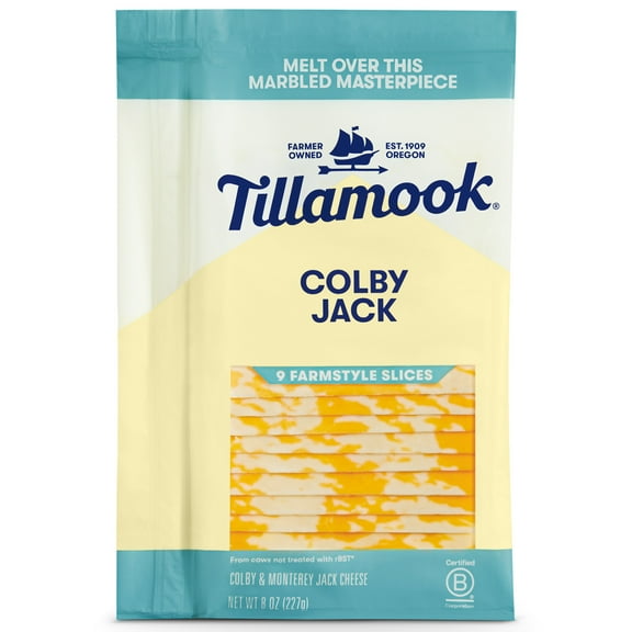 Tillamook Farmstyle Colby Jack Sliced Cheese, 8 oz, 9 Count
