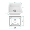 thumbnail image 3 of White Finish Quartz 18 x 16 Inch Undermount Single Bowl Bar Sink for Kitchen Prep, 3 of 17