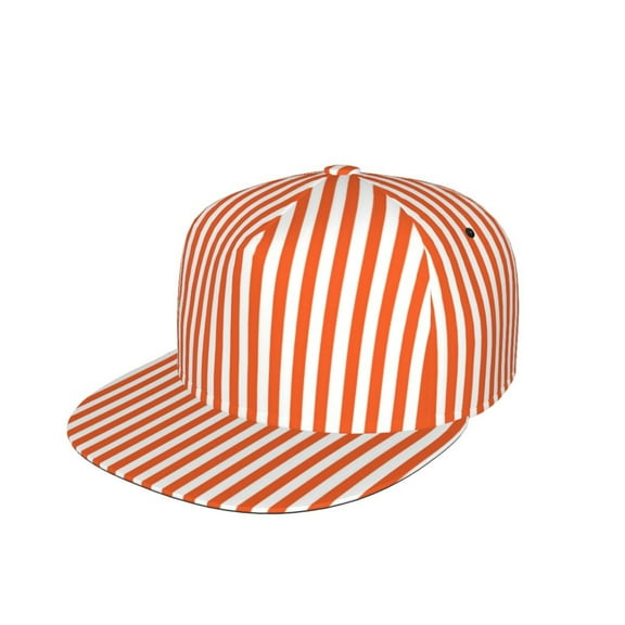 Unisex Snapback Hats Orange And White Striped Adjustable Flat Bill Baseball Cap Dancing Hip Hop Cap