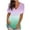 A-Mint Green, variant on Giftesty Womens Plus Size Women's Gradient Printed Blouse V-Neck Short Sleeve Loose T-Shirt Tops