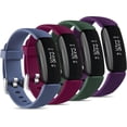 thumbnail image 1 of [Paquete de 4] Compatible con Fitbit Inspire 2, pulsera de silicona suave para hombre y mujer, color ciruela/verde/azul grisáceo/fucsia grande, 1 of 5