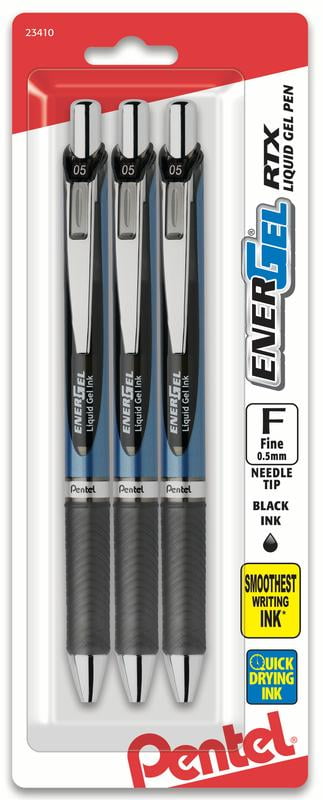 Pentel EnerGel RTX Gel Pen, (0.5 mm) Needle Tip, Black Ink