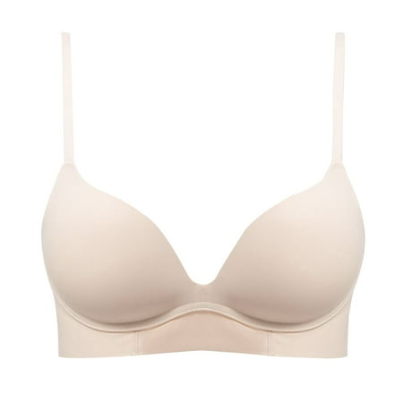 

dmqupv Low Sports Bra Women s T Shirt Bra With Push Up Padded Bralette Bra Without Underwire One Shoulder Sports Bras for Women Beige Large