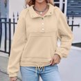 thumbnail image 2 of Mlzmgr Womens Hoodies V Neck Drawstring Pullover Fall Solid Color Loose Comfy Sweatshirts Blouse, 2 of 9