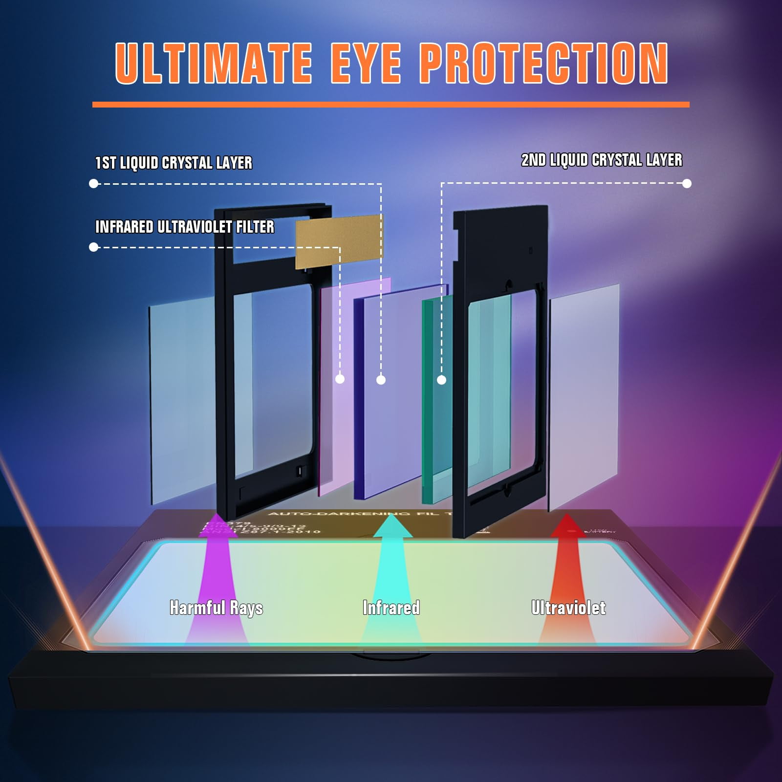 Auto Darkening Welding Lens - Welding Helmet Lens True Color Technology with 4 Arc Sensor Ajustable Shade Range 4/5-13 Automatic LCD Lens Dimming Shade Filter 4.49x5.24in Auto Welding Lens