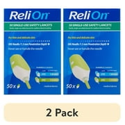 (2 pack) ReliOn 30 Gauge Needle 2-In-1 Lancing Device for sensitive skin- 50ct