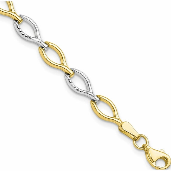 10K Two-Tone Jbsp's Polished D/C Bracelet (7.5 X 5.5) Made In Turkey 10lf540-7.5
