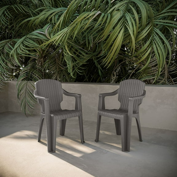 Calista Outdoor Patio Chairs (Set of 2), Gray