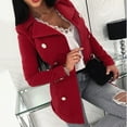 thumbnail image 2 of Oversized Lightweight Coat For Women Casual Lapel Solid Double Breasted Open Front Jacket Long Sleeve Peacoat, 2 of 9