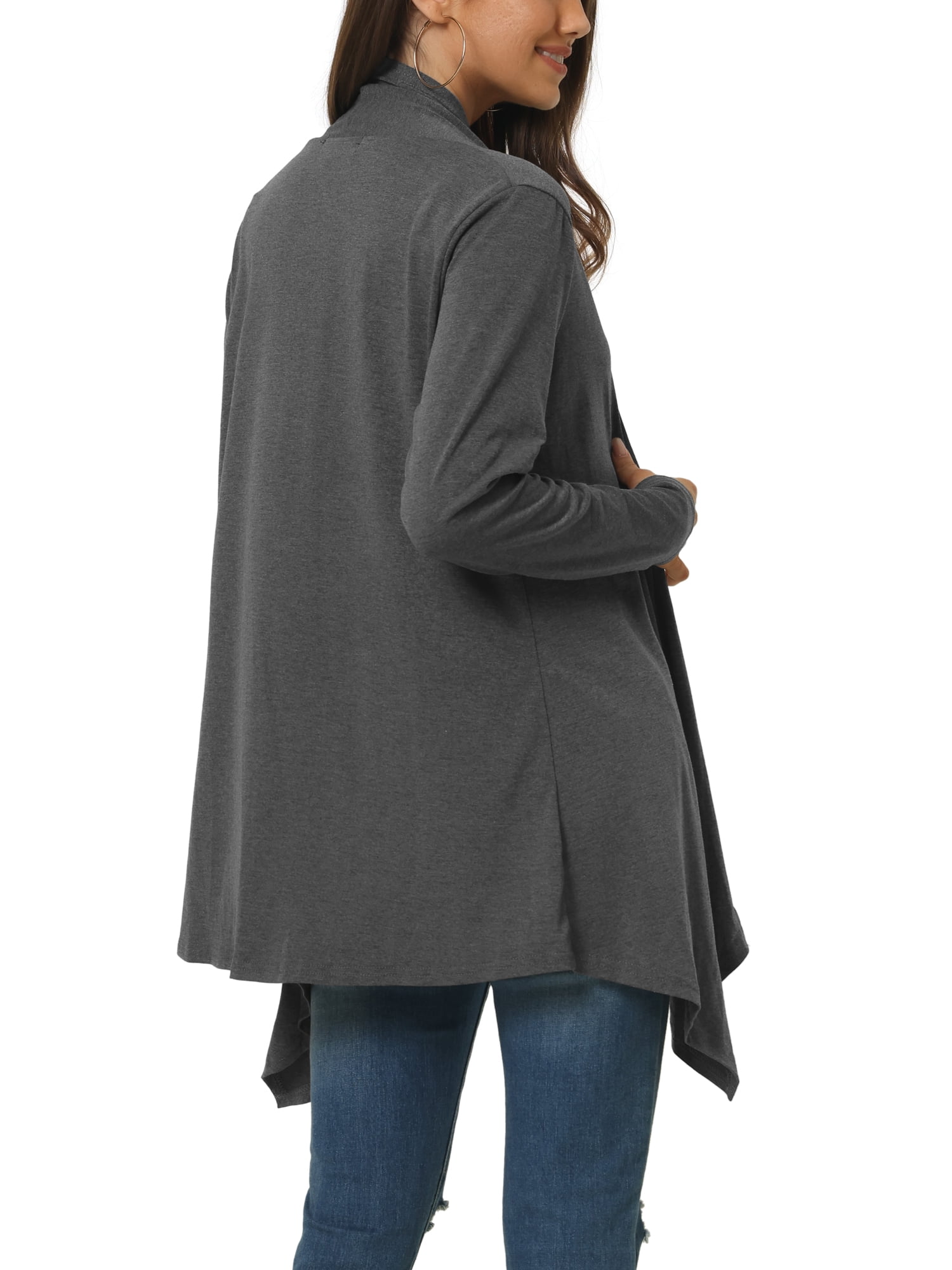 Unique Bargains Women's Spring Fall Draped Open Front Lightweight Cardigan