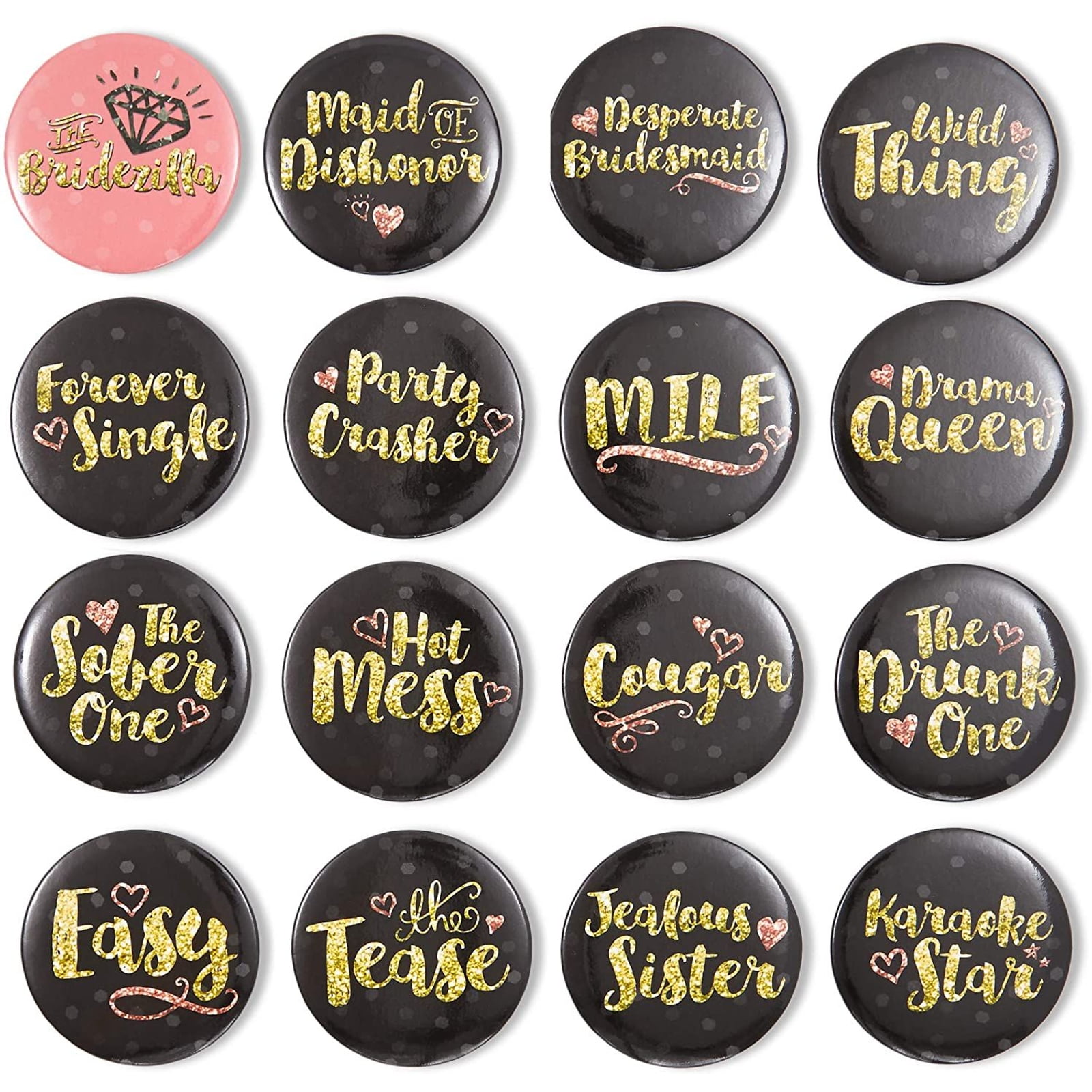 Family Wedding Buttons Pins Metal Bridal Shower Bride Groom Silver Party Favors 