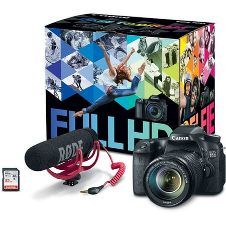 Canon EOS 70D DSLR Camera W/ 18-135mm Lens Video Creator Kit