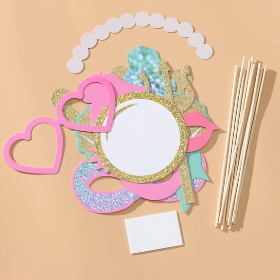 Pretyzoom Mermaid Photo Booth Props, Assorted Color, Bamboo Selfie Kit for Fun Photos 1Set