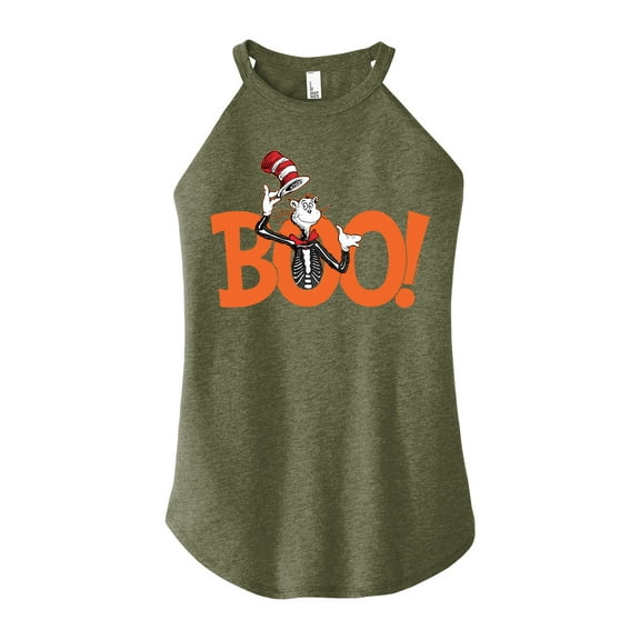 Dr. Seuss - Boo Cat - Juniors High Neck Tank Top