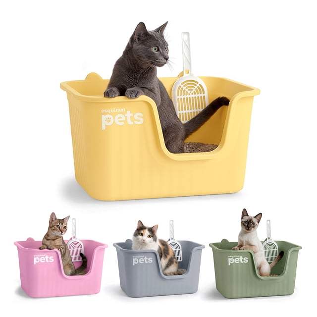 Arenero Para Gato Caja De Arena Mediano Con Pala Esquimal Pets Color Amarillo