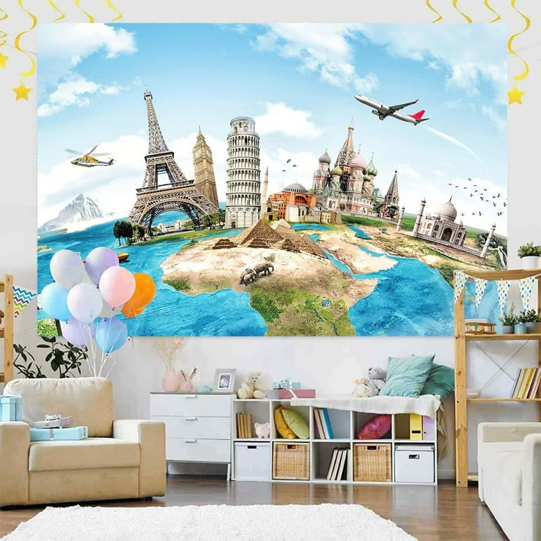 Jungle Animals Birthday Backdrop - 7.2ft Round Tropical Leaves & Safari Theme Photo Booth Background 4 thumbnail image