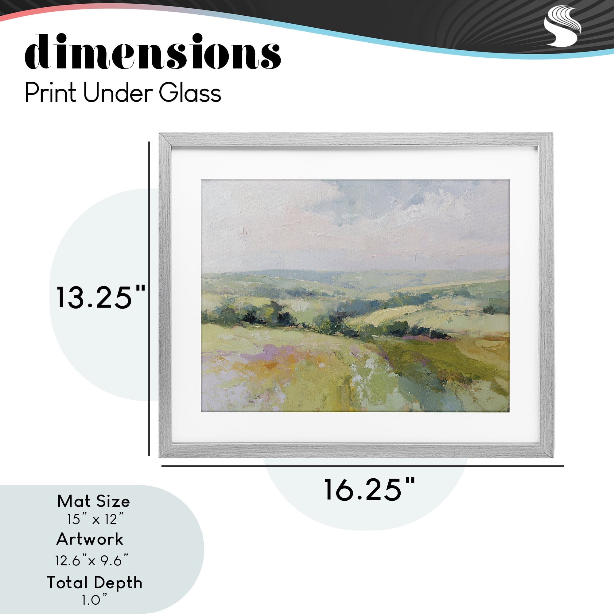 Stupell Industries Endless Green Hills Gray Framed Print Under Glass, design by Svetlana Aleynikova