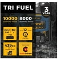 thumbnail image 1 of 10,000-Watt/8,000-Watt Tri-Fuel Portable Generator with Electric Start, Transfer Switch Outlet and CO Alert Technology, 1 of 2